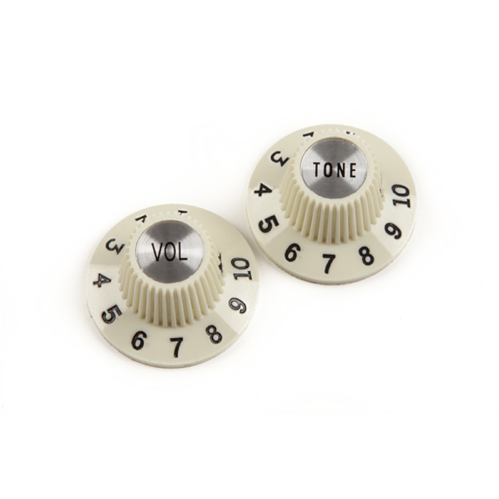 Fender Pure Vintage 1965 Jazzmaster Witch Hat Knobs Vintage White フェンダー ジャズマスター用コントロールノブ