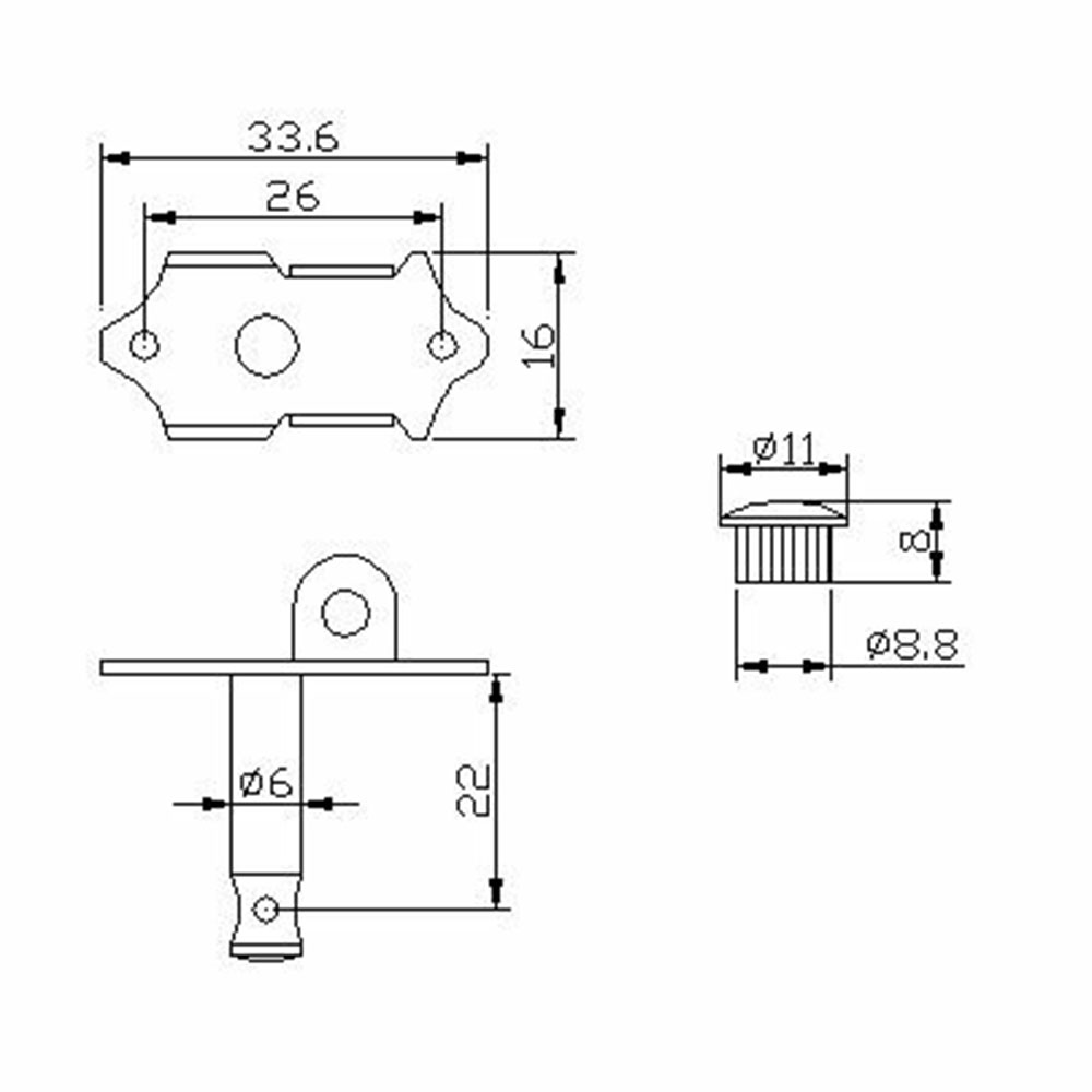ARIA AT-280A ギター用 3対3ペグ 寸法図