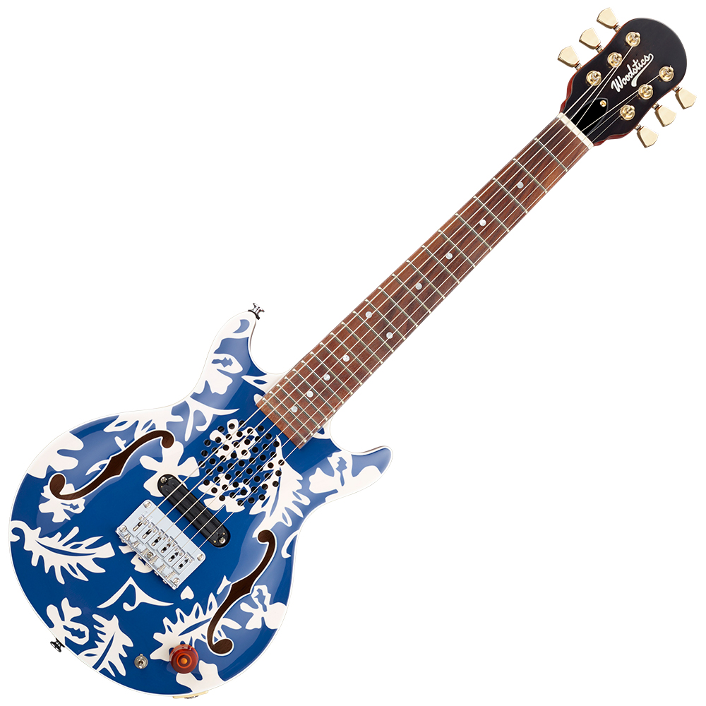 Woodstics Guitars WS-MINI BLUE & WHITE ALOHA 横山健プロデュース&監修 スピーカー内蔵ミニエレキギター