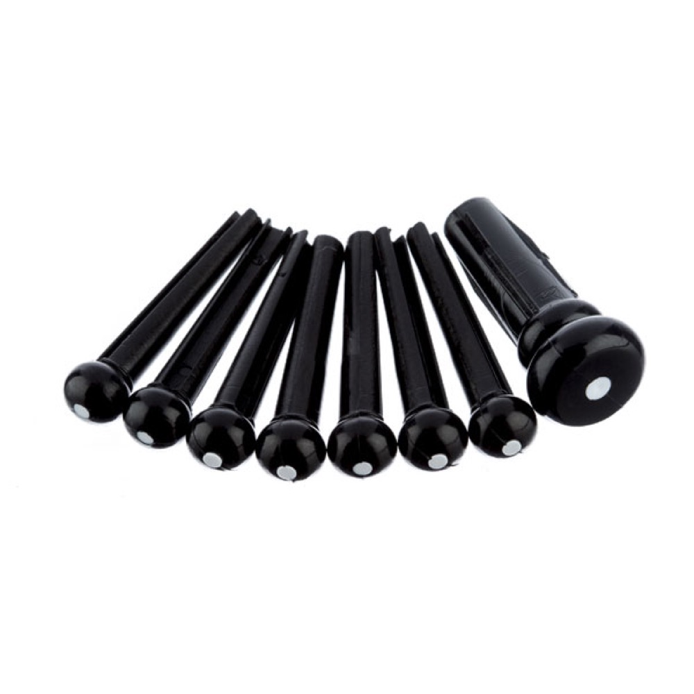Fender Acoustic Bridge Pin Sets Black with White Dot 7個入り ブリッジピン