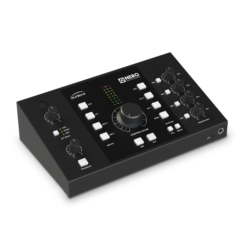 Audient（オーディエント） NERO（ネロ） デスクトップモニターコントローラー 斜め・全体像