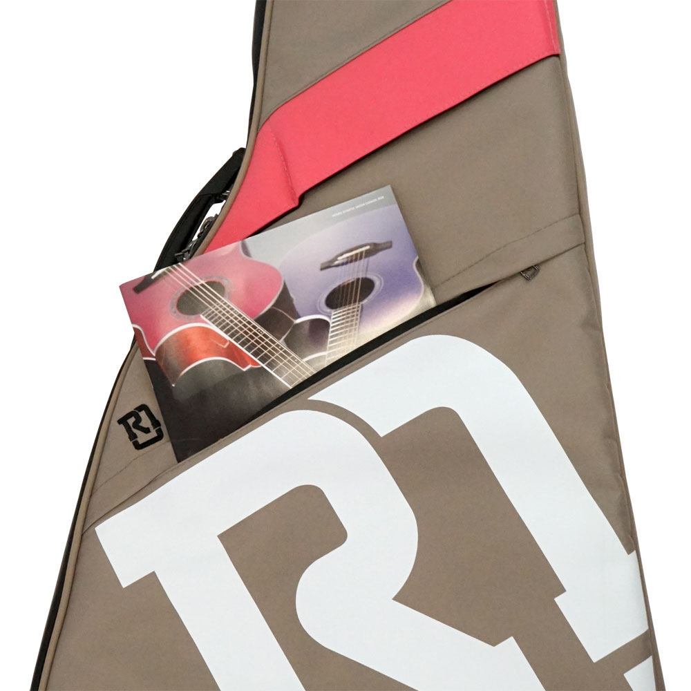 REAL MISSION(リアルミッション) Venus03-D Beige/Pink 防水 アコースティックギターケース・ギグケース・アコギケース 小物収納用のポケットを装備、A4サイズの楽譜なども収納可能