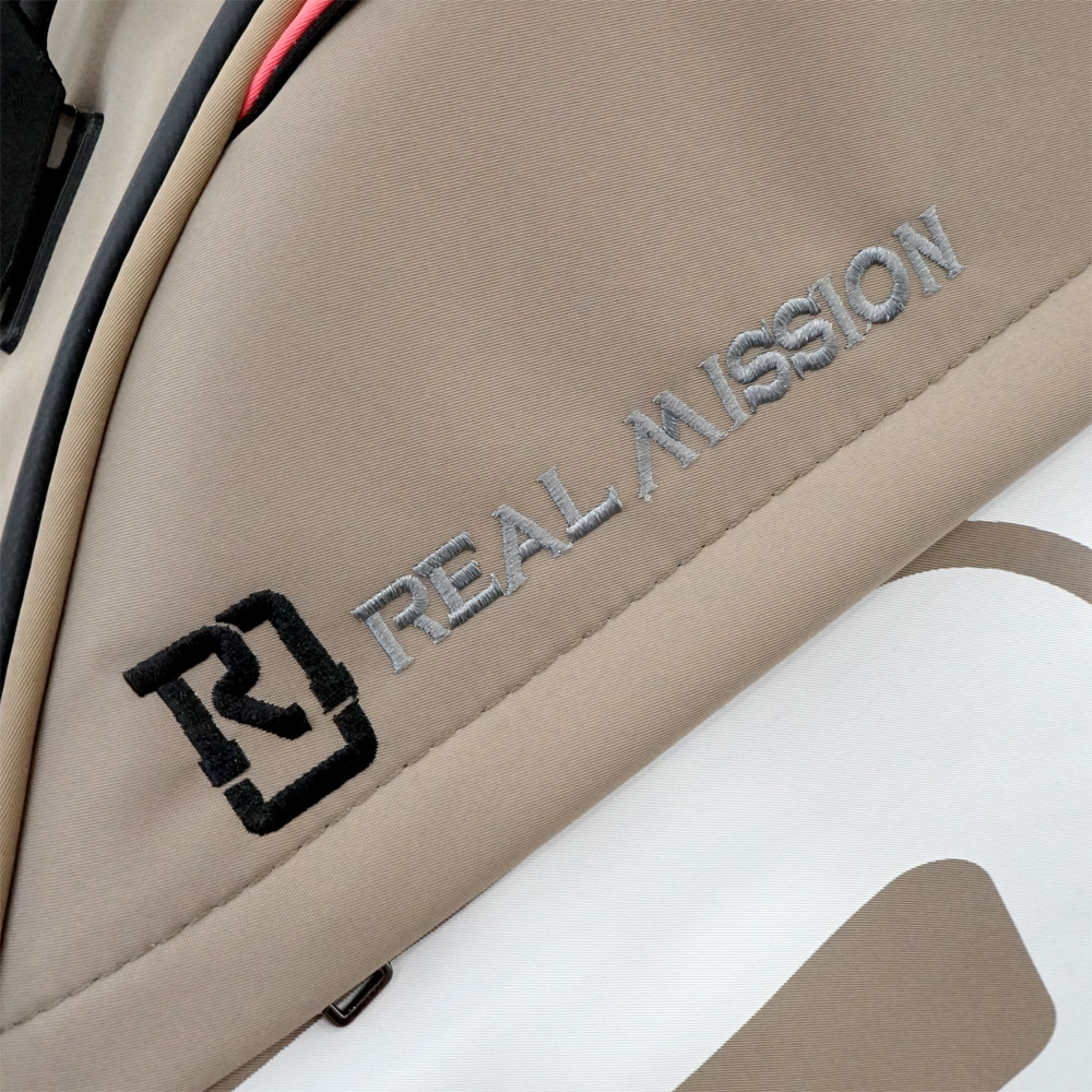 REAL MISSION(リアルミッション) Venus03-D Beige/Pink 防水 アコースティックギターケース・ギグケース・アコギケース 生地表面の質感・刺繍ロゴ