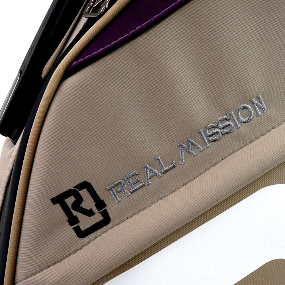 REAL MISSION(リアルミッション) Venus04-E Beige/Purple 防水 エレキギターケース・ギグケース 生地表面の質感・刺繍ロゴ