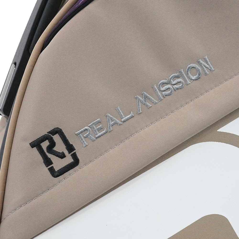 REAL MISSION（リアルミッション） Venus04-B Beige/Purple 防水 エレキベースケース・ギグケース 生地表面の質感・刺繍ロゴ