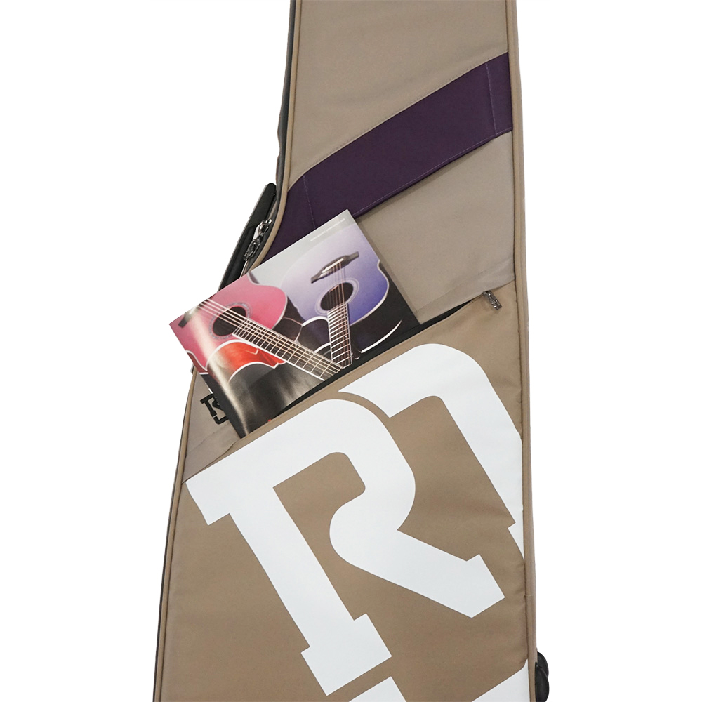 REAL MISSION（リアルミッション） Venus04-B Beige/Purple 防水 エレキベースケース・ギグケース 小物収納用のポケットを装備、A4サイズの楽譜なども収納可能
