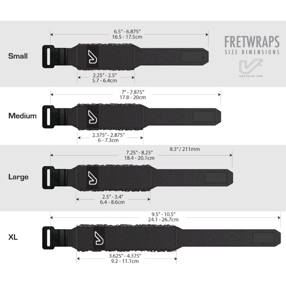 Gruv Gear FW-1PK-RED-XL FretWraps Red 1-Pack エクストララージ 8弦〜12弦エレキギター用 フレットラップ サイズ詳細画像