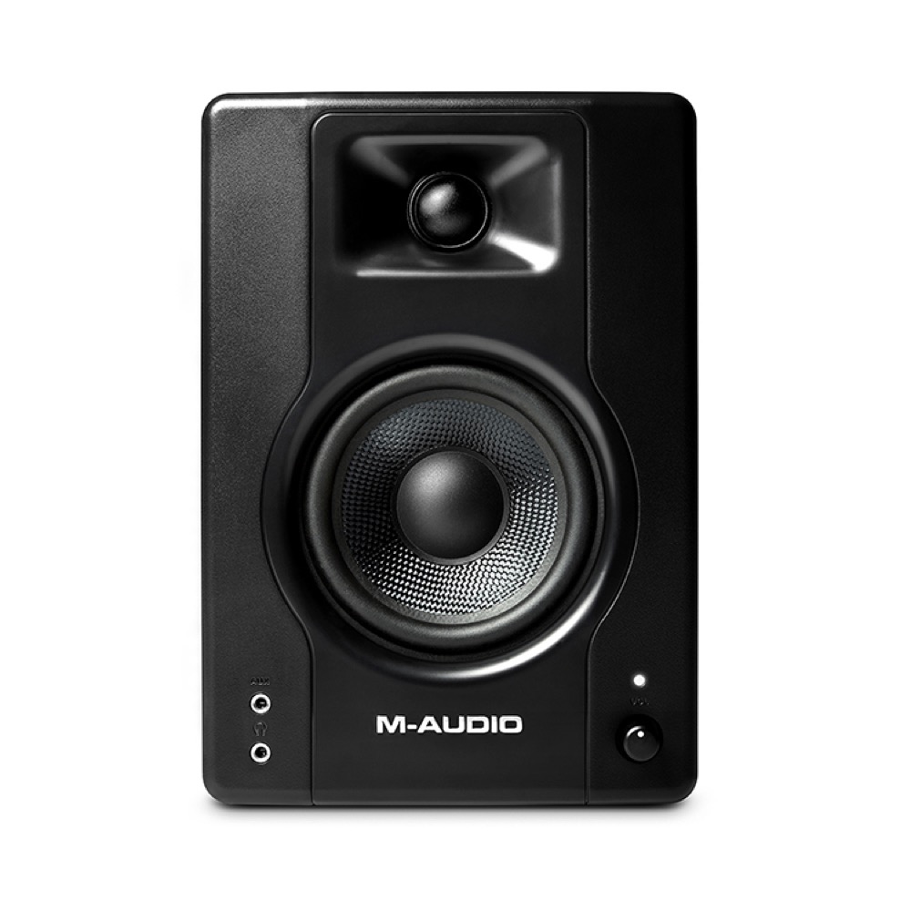 M-AUDIO BX4 4.5インチ 120W デスクトップ モニタリング パワード・スピーカー ヘッドホン端子付き 正面画像