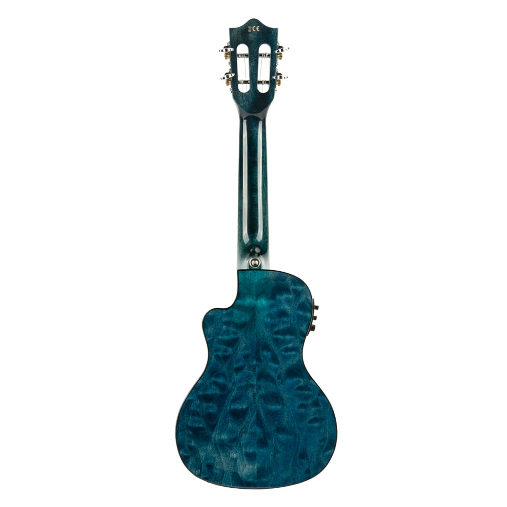 LANIKAI QM-BLCEC Quilted Maple Blue Stain Concert A/E Ukulele エレクトリック コンサートウクレレ ラニカイ 背面画像