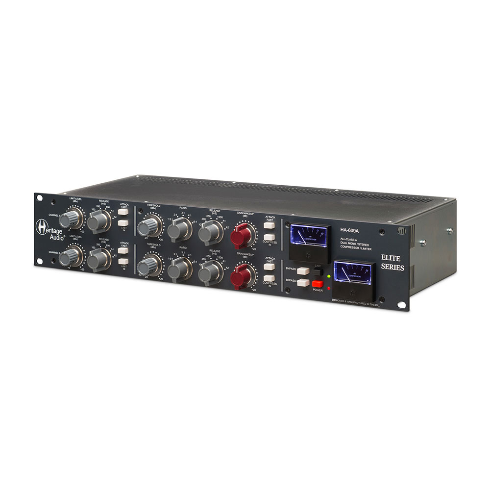Heritage Audio HA-609A デュアルモノ ステレオ コンプレッサー リミッター ヘリテージ オーディオ 斜めからの画像
