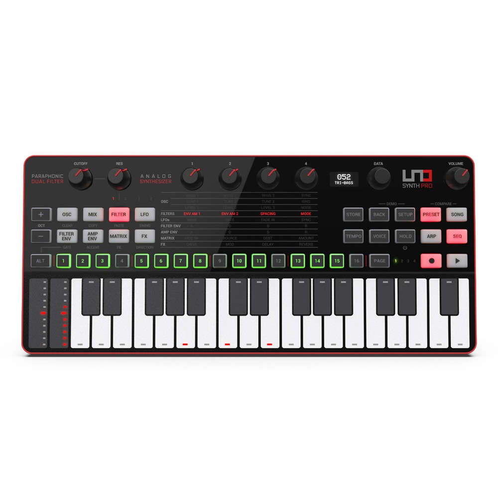 IK Multimedia UNO Synth Pro Desktop 32マルチタッチ静電容量式キーボード搭載 正面の画像