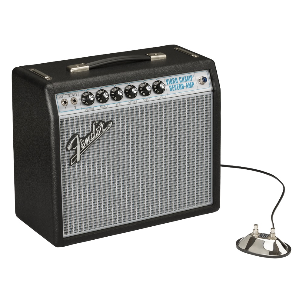 Fender 68 Custom Vibro Champ Reverb 100V JPN ギターアンプ 斜めアングルフットスイッチ画像