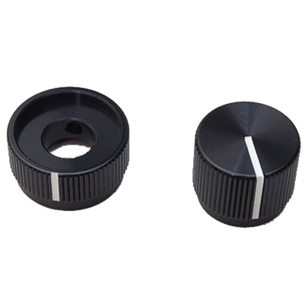 Montreux Black Alumite Dual knob set No.9693 スタックノブ 2軸2連ポット用のアルミ製スタックノブセット