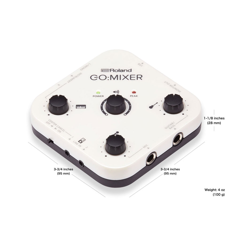 ROLAND GO:MIXER スマートフォン用オーディオミキサー オーディオインターフェイス サイズ