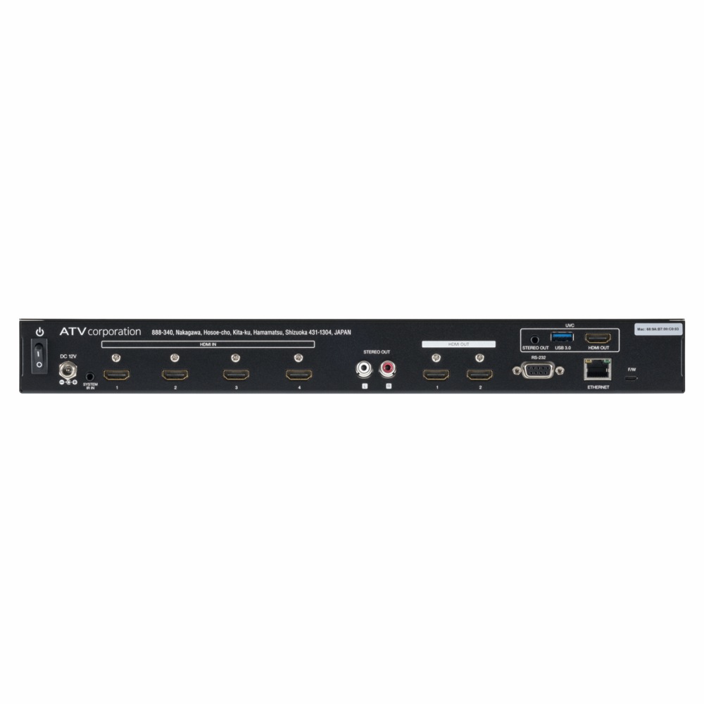 ATV AV-4K-4X1 HDMI2.0 4ch MULTI-FORMAT SEAMLESS SWITCHER ビデオスイッチャー リア画像