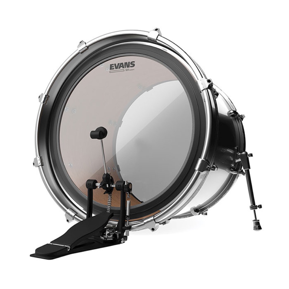 EVANS BD22EMADHW 22' EMAD Heaveweight Bass Batter Clear バスドラムヘッド ヘッド装着イメージ
