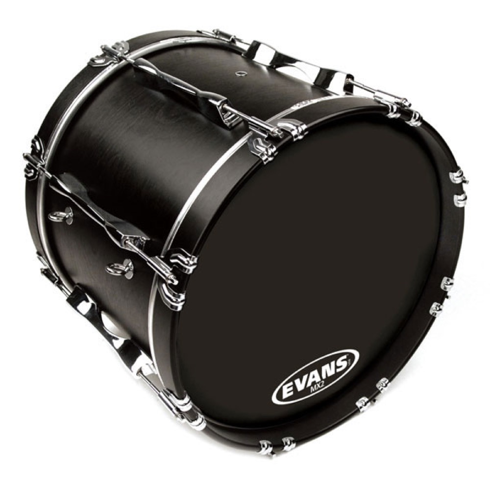 EVANS BD24MX2B 24' MX2 Black Marching Bass Head マーチングバスヘッド 装着イメージ画像