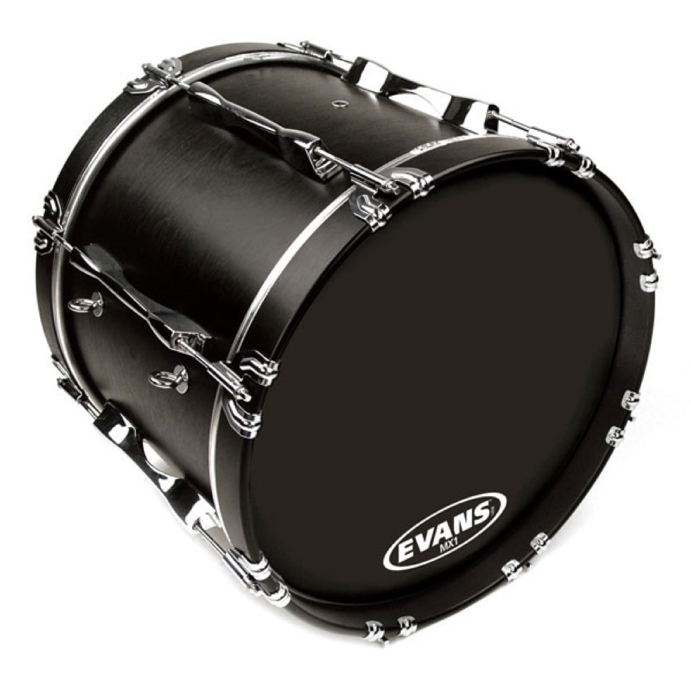 EVANS BD22MX1B 22' MX1 Black Marching Bass Head マーチングバスヘッド ヘッド装着イメージ画像