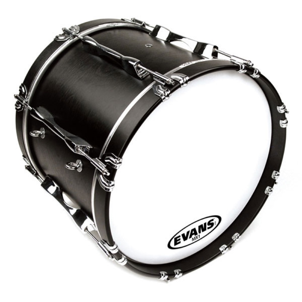 EVANS BD16MX1W 16' MX1 White Marching Bass Head マーチングバスヘッド 装着イメージ画像