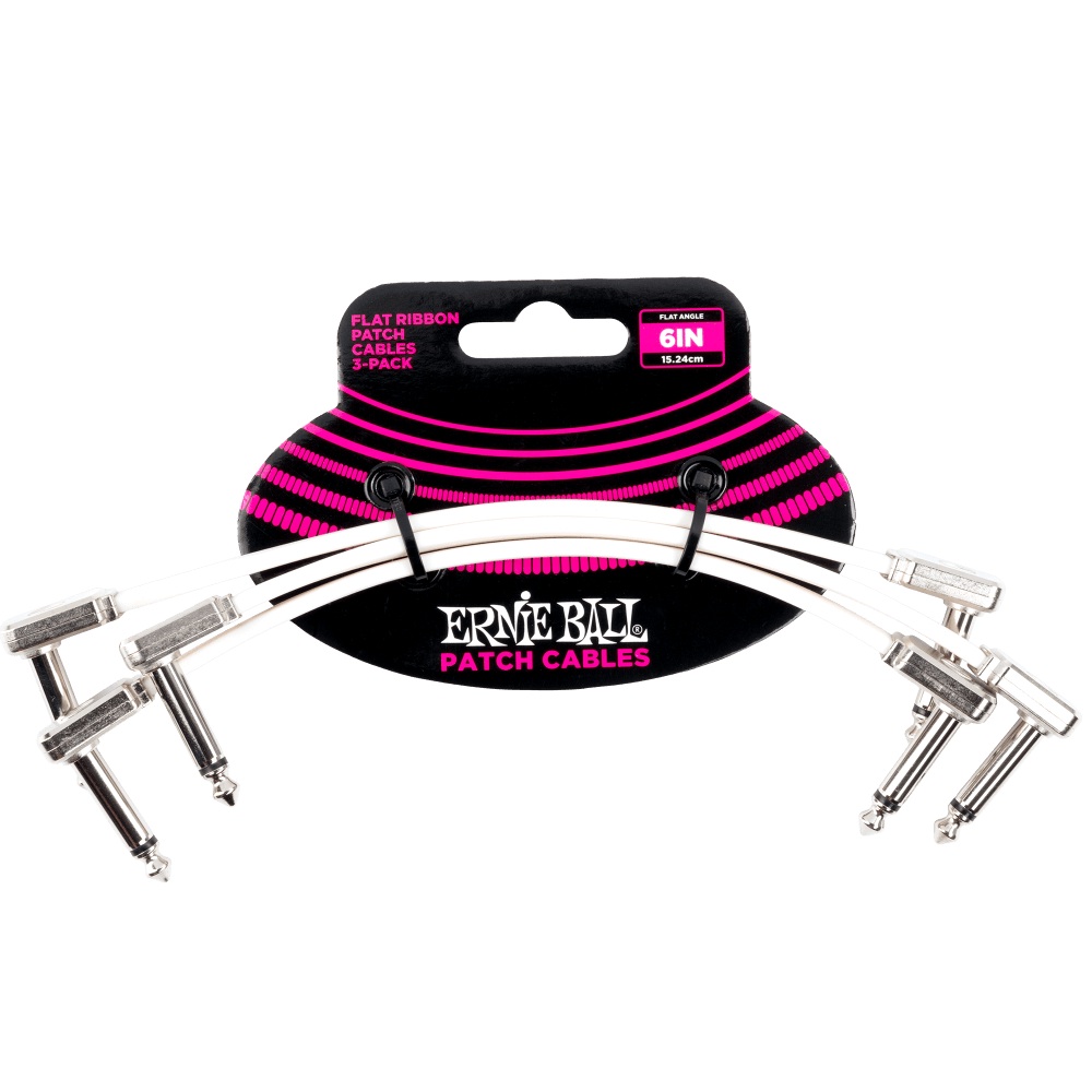 ERNIE BALL P06385 6" FLAT RIBBON PATCH CABLE WHITE 3 PACK 6インチ(約15.24cm) パッチケーブル 3本パック ホワイト