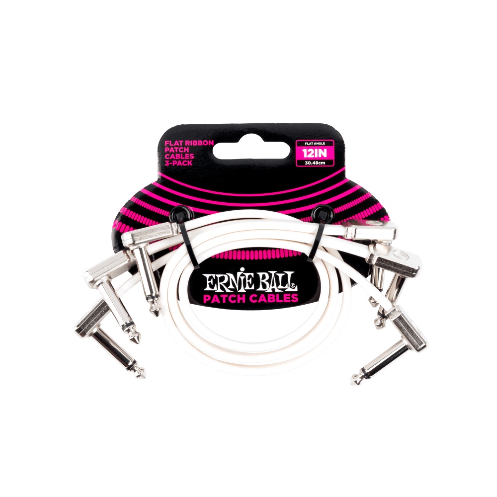 ERNIE BALL P06386 12" FLAT RIBBON PATCH CABLE WHITE 3 PACK 12インチ(約30cm) パッチケーブル 3本パック ホワイト