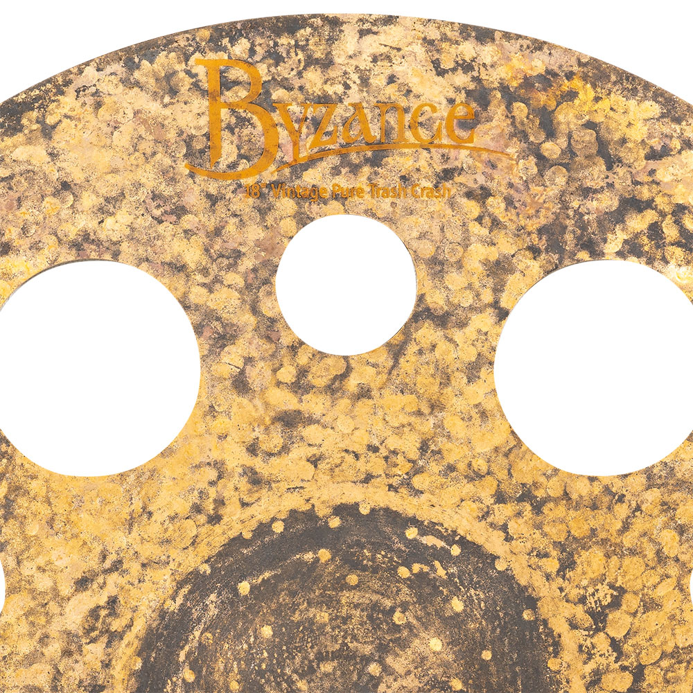 MEINL B18VPTRC Pure Trash Crash Byzance Vintage Series 18' クラッシュシンバル マイネル 穴あきシンバル ロゴ サイズ表記画像