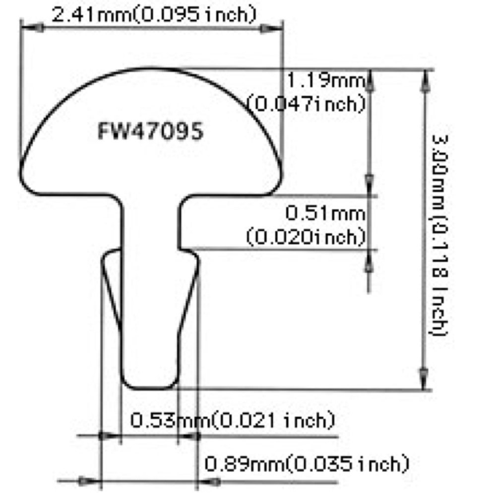 Jescar Frets #47095 NS18% 24pcs set No.1143 フレット サイズ図画像