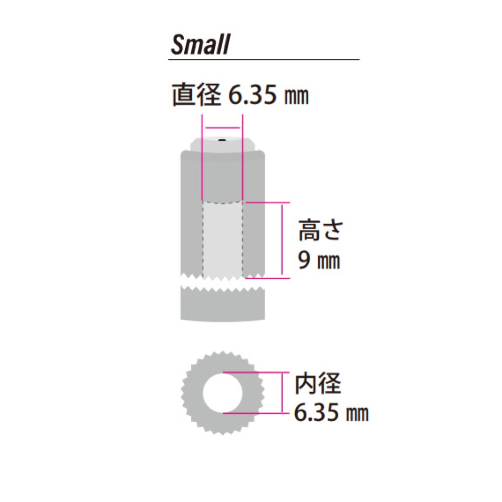 Planet Waves by D’Addario PW-LNPS-01BS LokNob Pro Small BK SV アルミニウム ロックノブ サイズ図画像