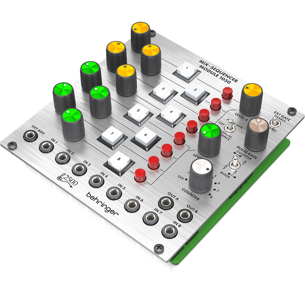 BEHRINGER MIX-SEQUENCER 1050 ユーロラック シンセサイザー 2500シリーズ 2500シリーズ 8CHミキサー シーケンサーモジュール アングル画像
