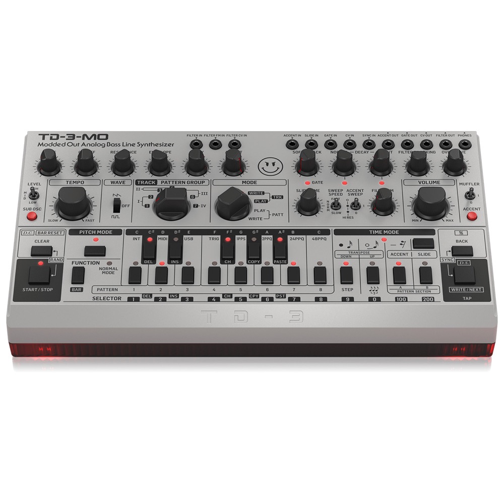 BEHRINGER TD-3-MO-SR シーケンサー ベースマシン リズムマシン Modded Outモデル モディファイ仕様 正面パネル