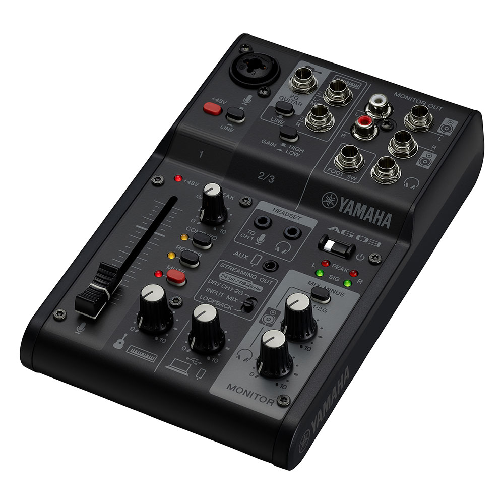 YAMAHA AG03 MK2 B 3チャンネル ライブストリーミングミキサー ブラック 全体像