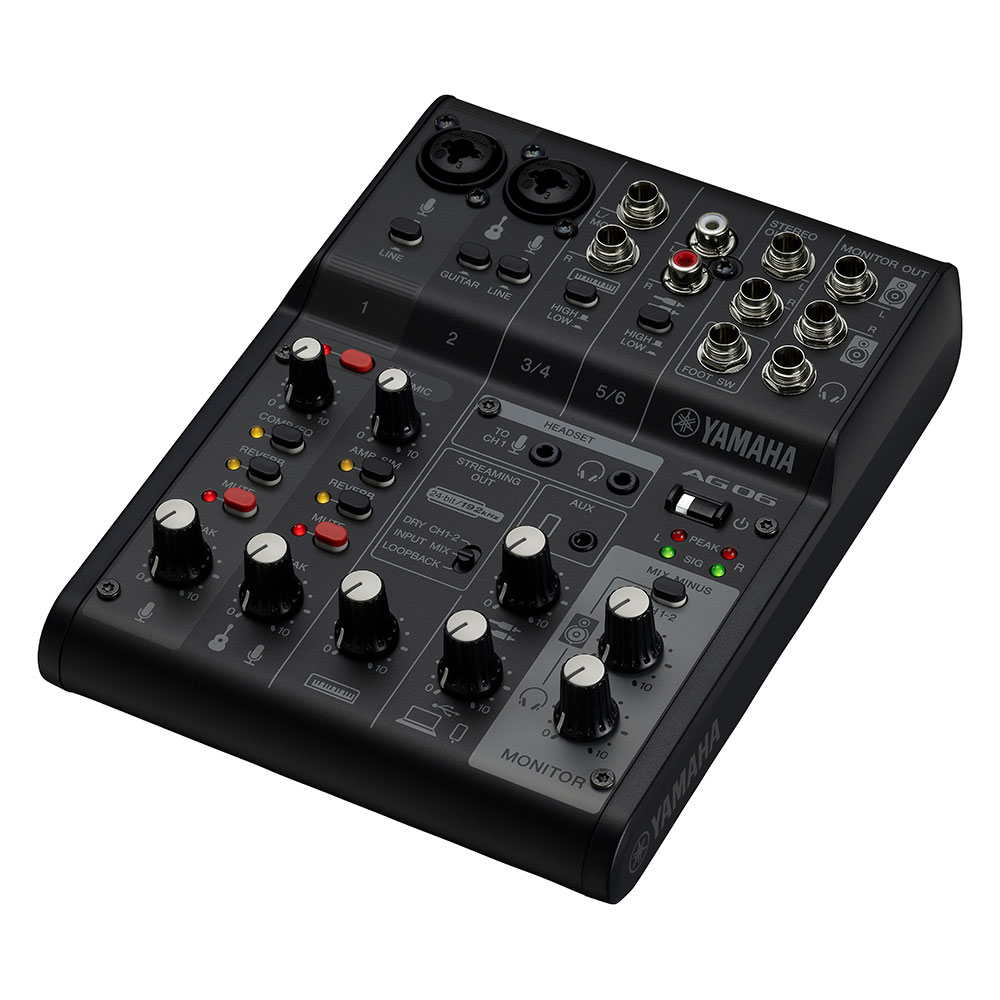 YAMAHA AG06 MK2 B 6チャンネル ライブストリーミングミキサー ブラック 全体像