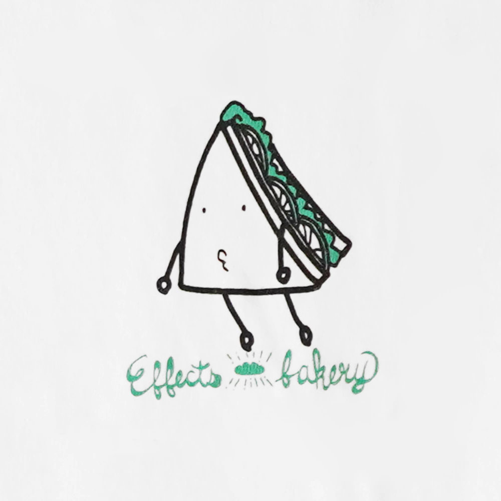 Effects Bakery Sandwich Lサイズ 長袖 Tシャツ ホワイト イラスト