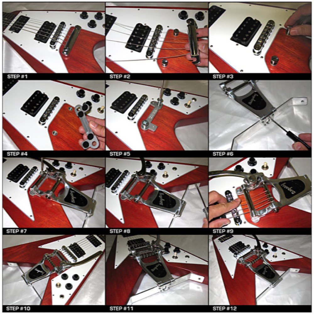 VIBRAMATE V7-VW Flying-V Wing Kit フライングVギター用 マウンティングキット 取り付け手順画像