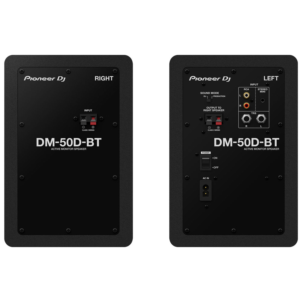 Pioneer DJ DM-50D-BT Black Bluetooth搭載 パワードモニタースピーカー 1ペア(2台) 背面画像