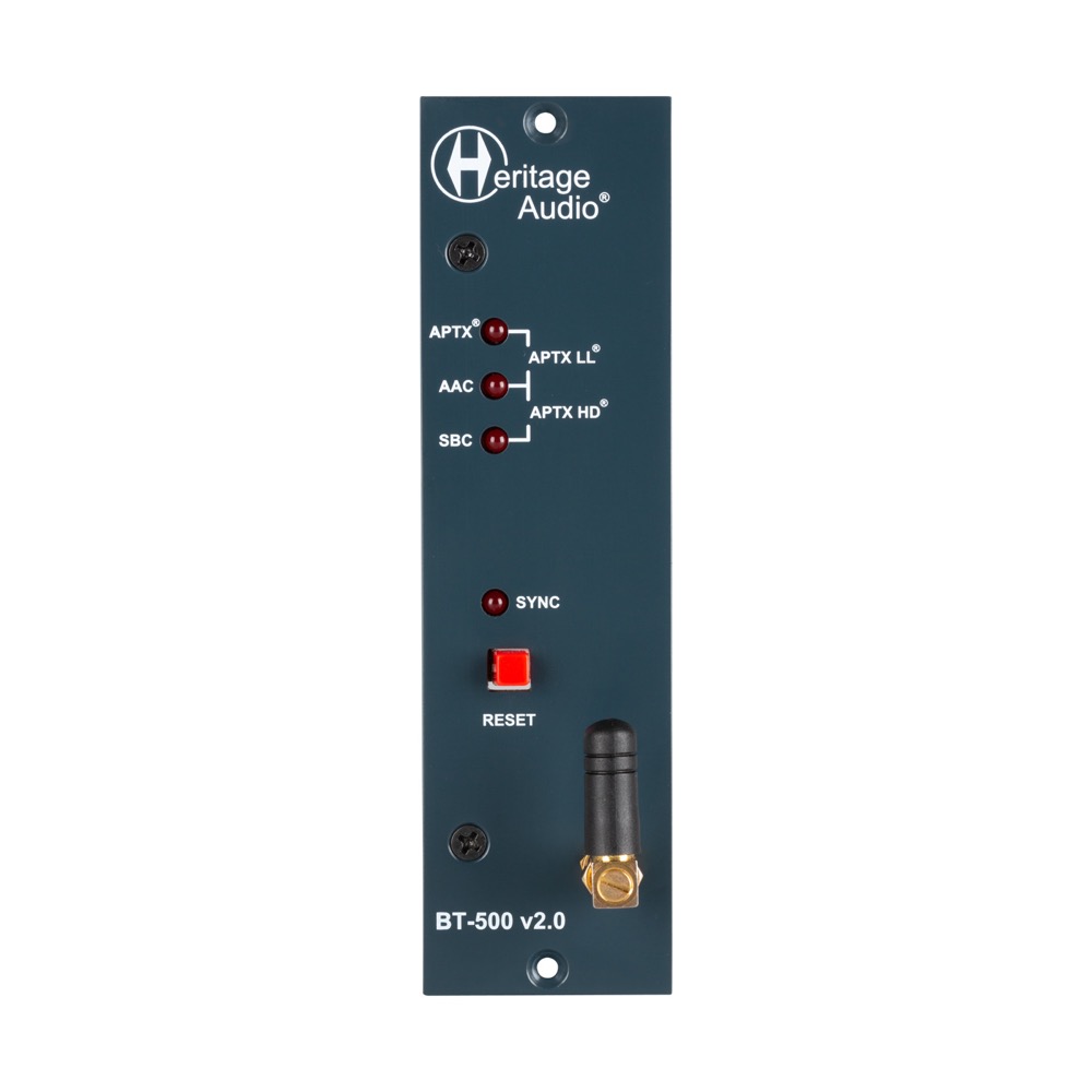 Heritage Audio BT-500 v2.0 500シリーズ対応 Bluetooth ストリーミング・モジュール 正面パネルの画像