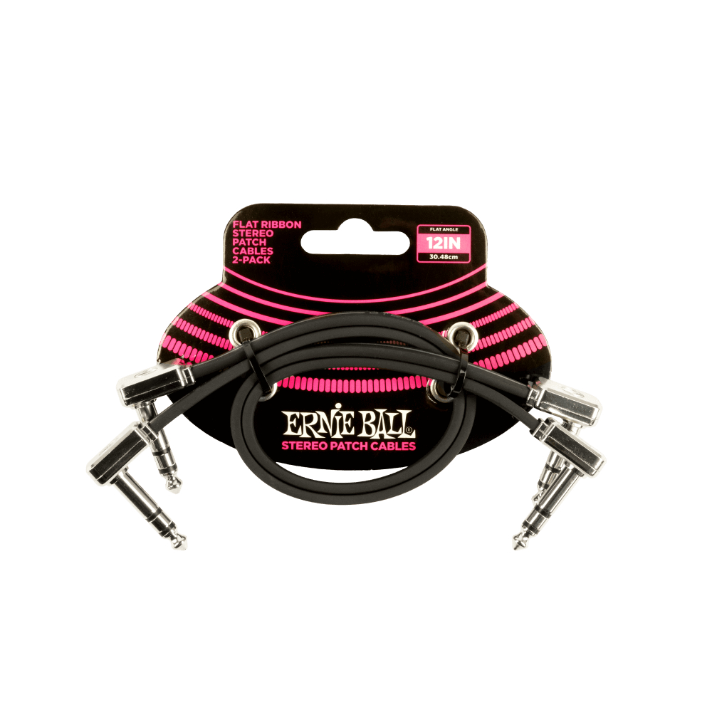 ERNIE BALL P06405 12" Flat Ribbon Stereo Patch Cable 2-Pack - Black パッチケーブル 2本セット