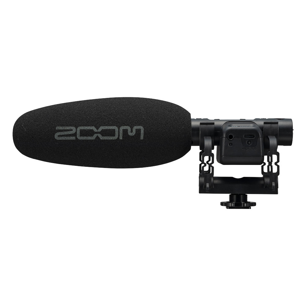 ZOOM MicTrak M3 DSLR用オンカメラマイク レコーダー機能付き ステレオショットガンマイク ウィンドスクリーン装着した画像