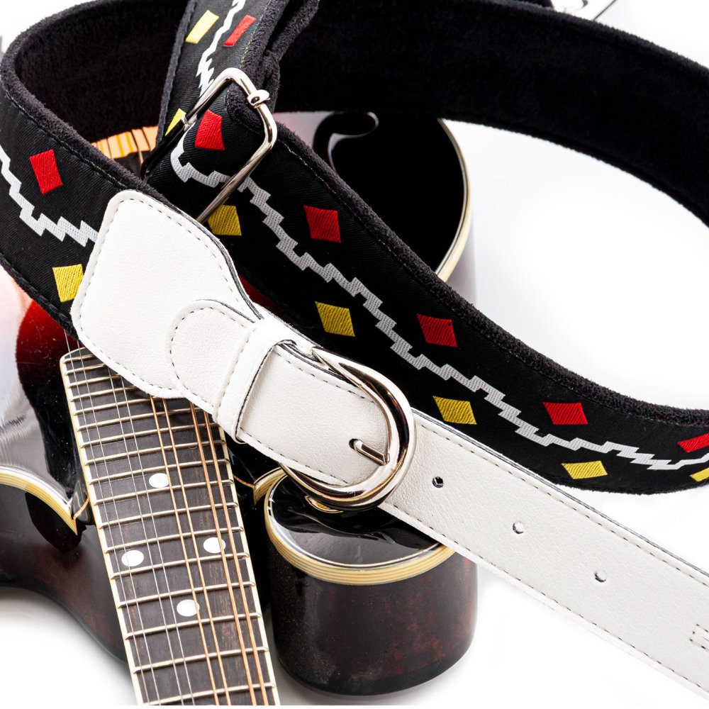 RightOn STRAPS LEGEND GET BACK Black ギターストラップ マンドリンとのイメージ画像