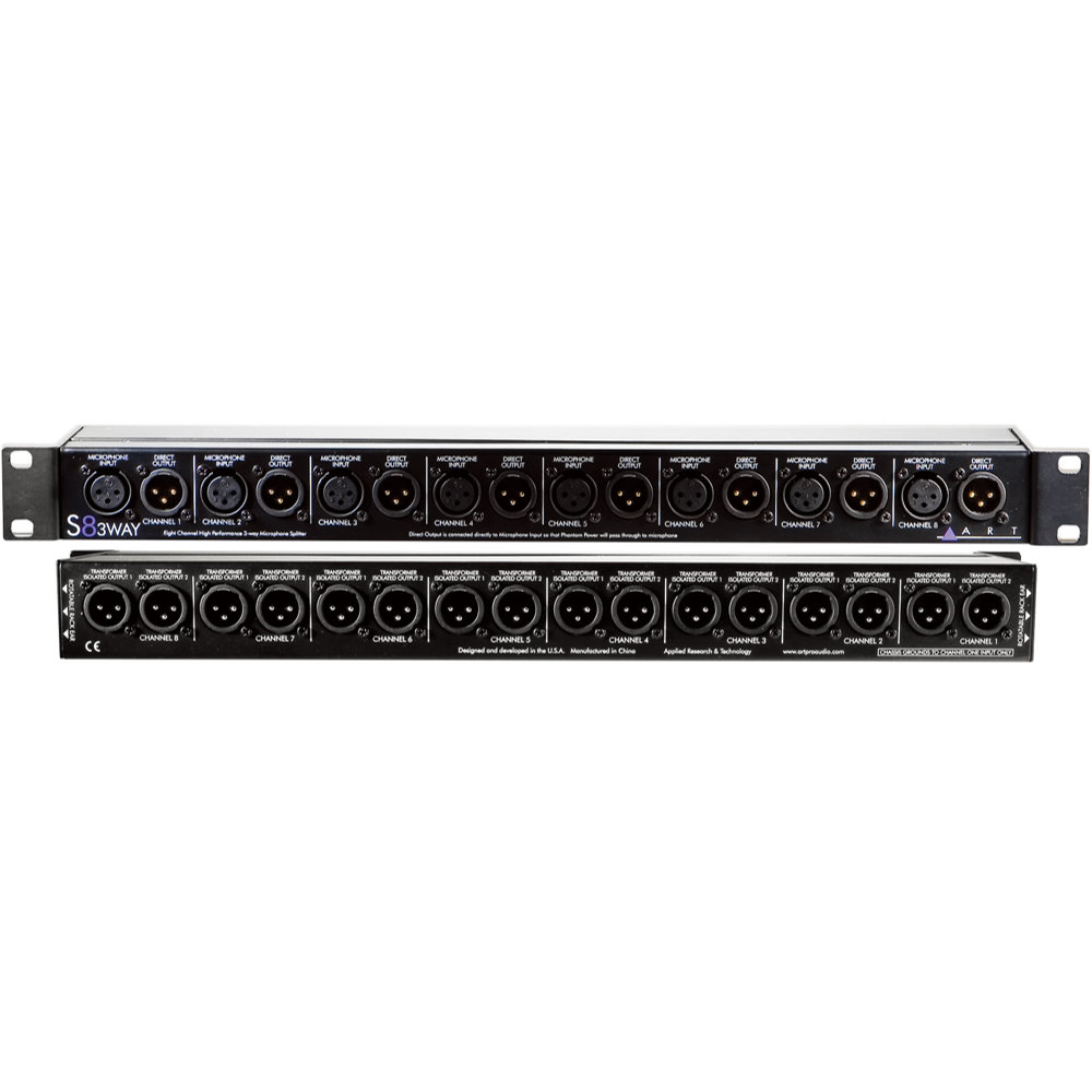 ART S8-3Way 8CH 3分配 マイクスプリッター フロント、リアパネル画像