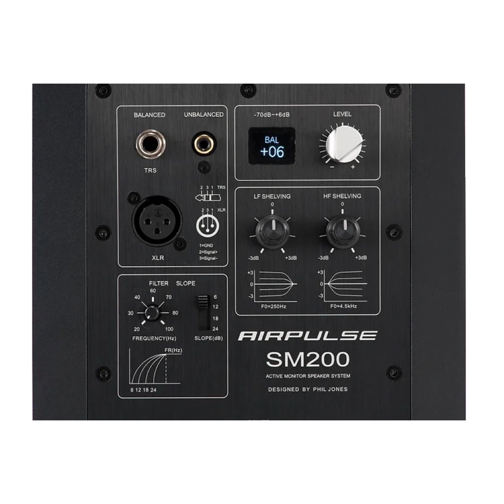 AIRPULSE SM200 ACTIVE SPEAKER パワードモニタースピーカー 1ペア(2本1組) バックパネル画像