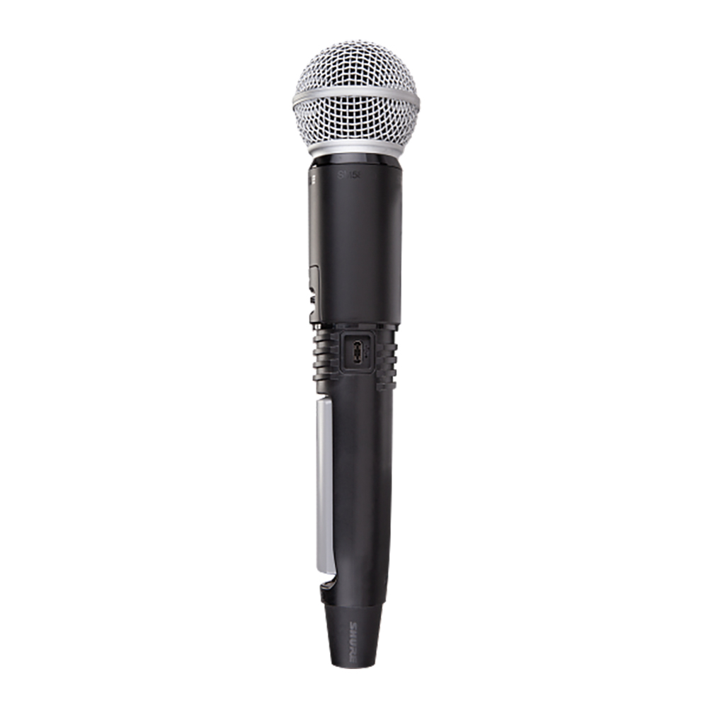 SHURE GLXD24+J/SM58-Z2 ボーカル用ワイヤレスシステム 2.4GHz帯 ハンドヘルド型送信機 テーブルトップ型受信機 電池部画像