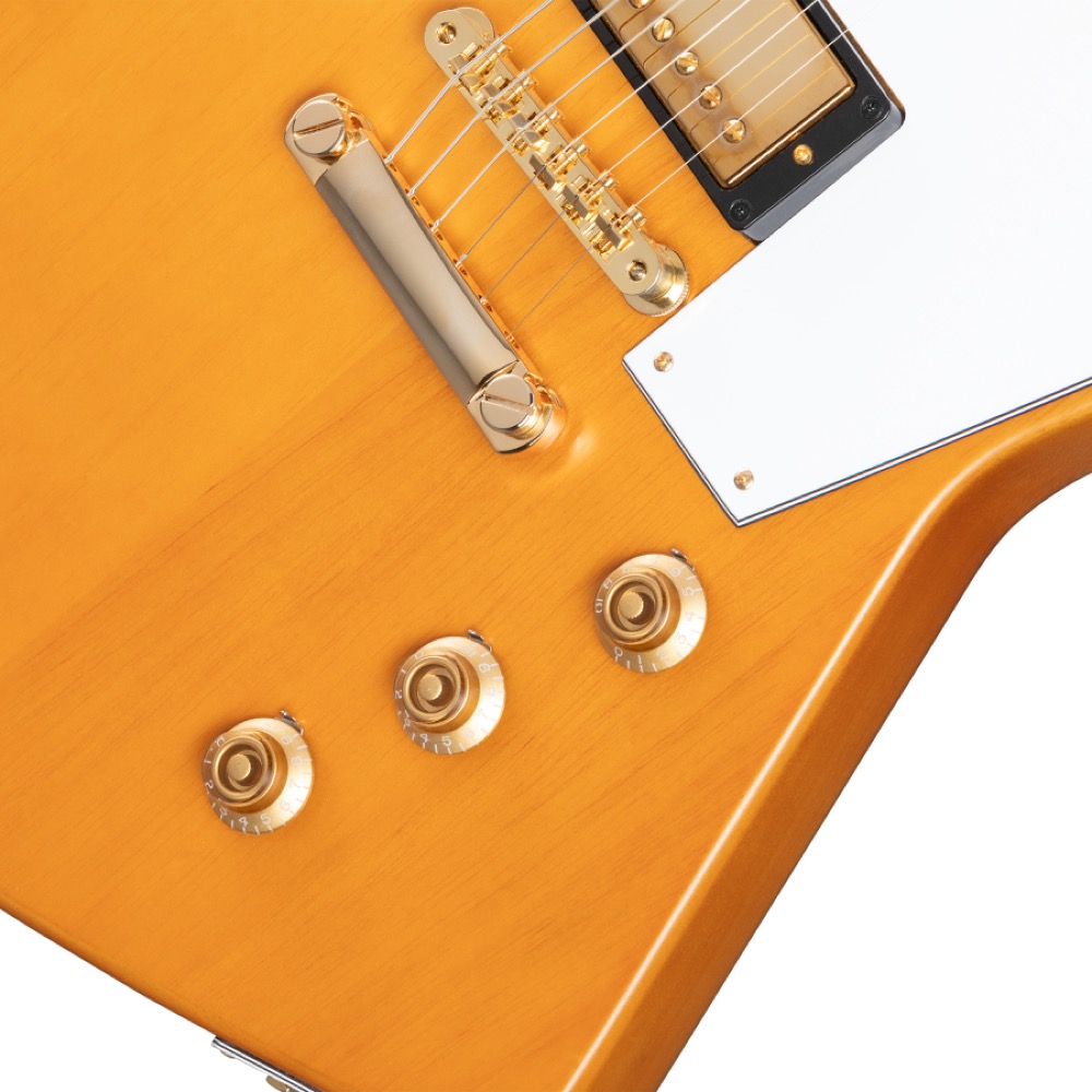 Epiphone エピフォン 1958 Korina Explorer White Pickguard Aged Natural エレキギター コントロールノブ