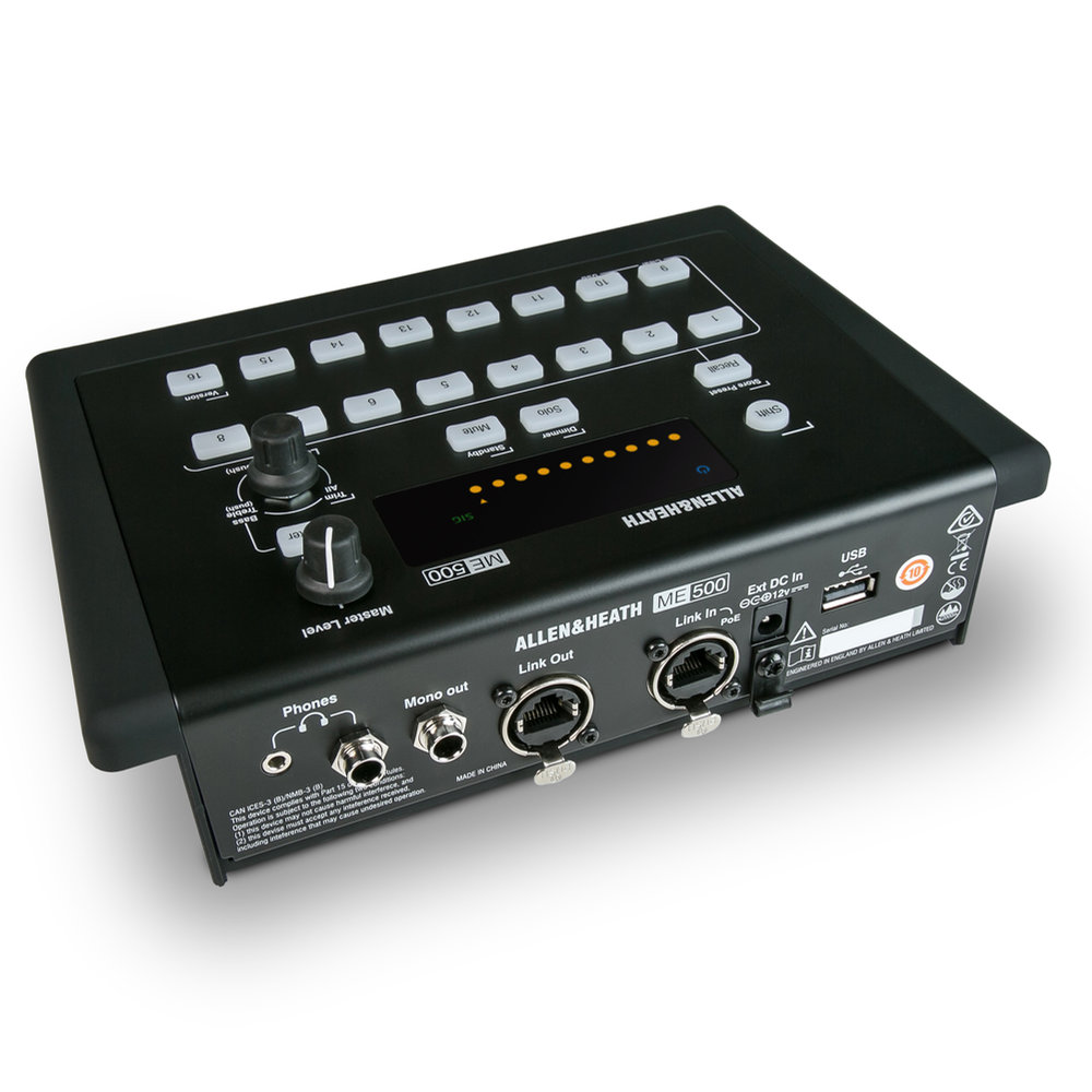 Allen & Heath アレンアンドヒース ME-500 パーソナル・ミキシングシステム 入出力端子側とコントロール部