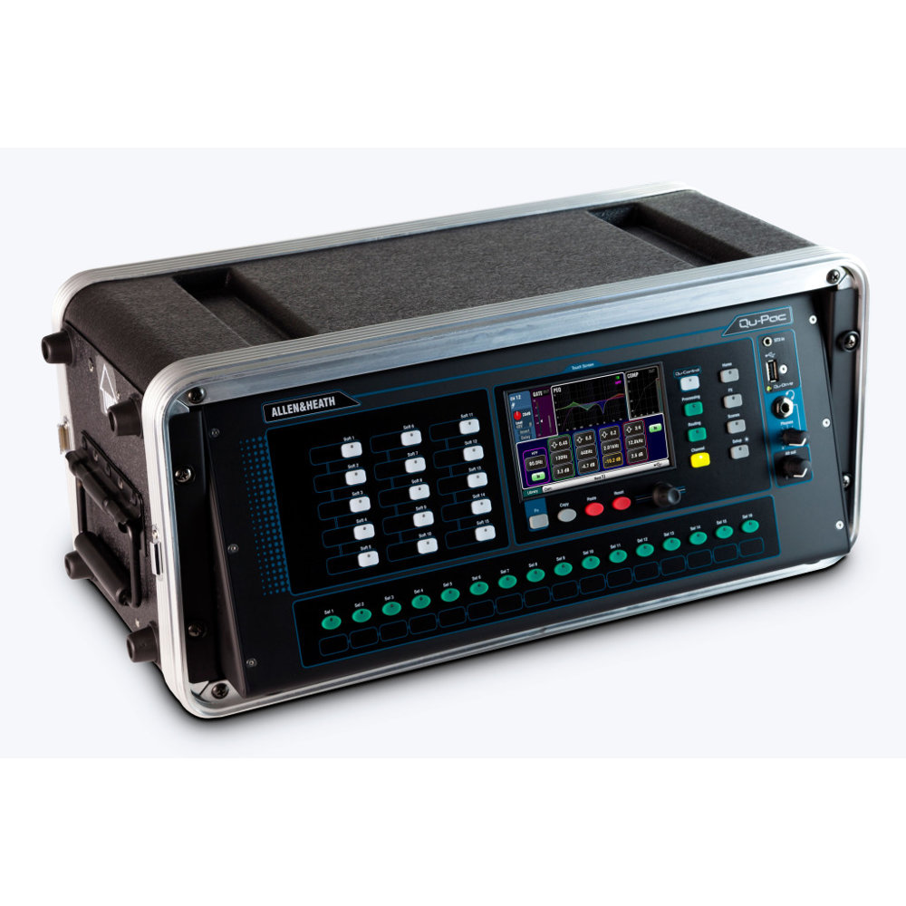 Allen & Heath アレンアンドヒース QU-PAC ポータブルサイズ 22in/ 12outデジタルミキサー ラックケース収納イメージ