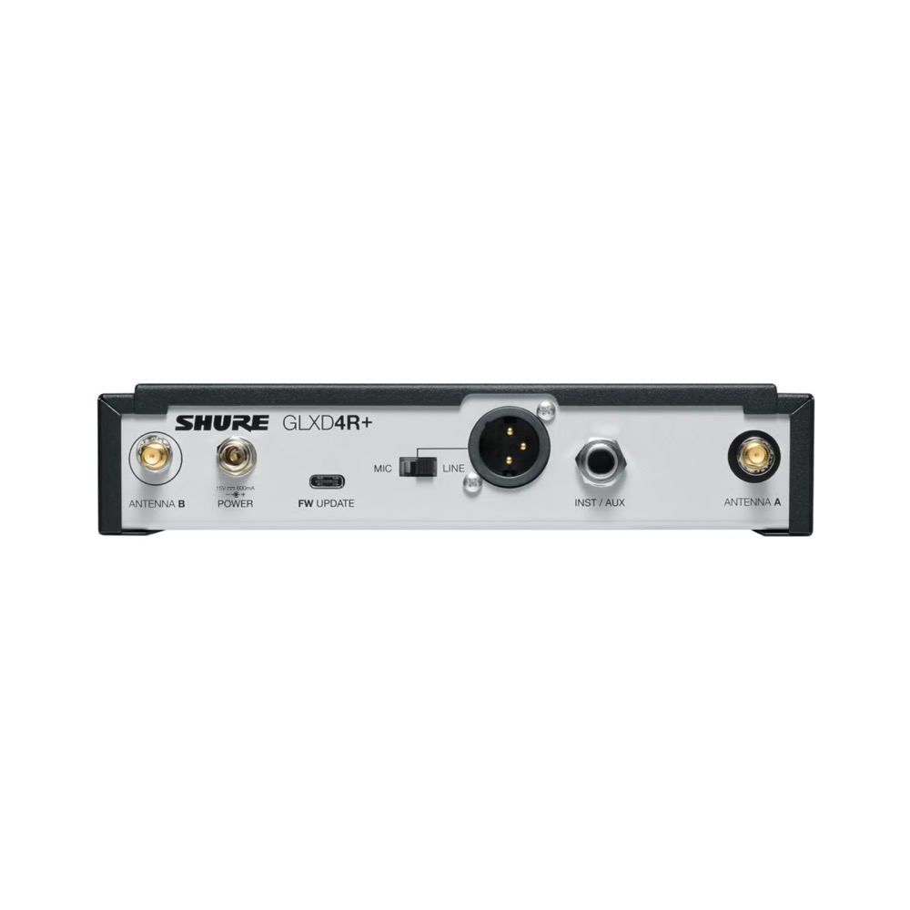 SHURE シュア GLXD24R+J/B87A-Z2 ボーカル用ワイヤレスシステム 2.4GHz帯 ハンドヘルド型送信機 ハーフラック型受信機 受信機リア画像