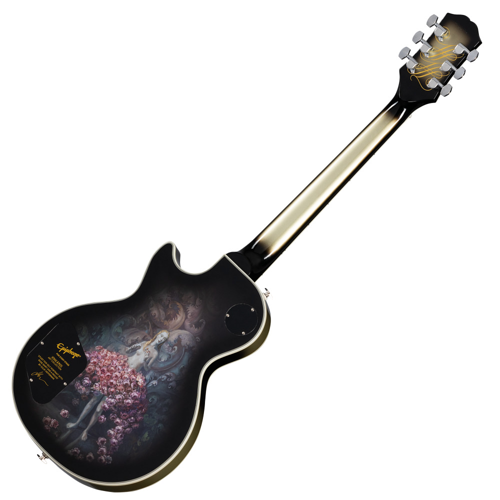 Epiphone エピフォン Adam Jones Les Paul Custom Art Collection Julie Heffernan’s Study For Self-Portrait with Rose Skirt and a Mouse エレキギター レスポール エレキギター 全体 裏面 画像
