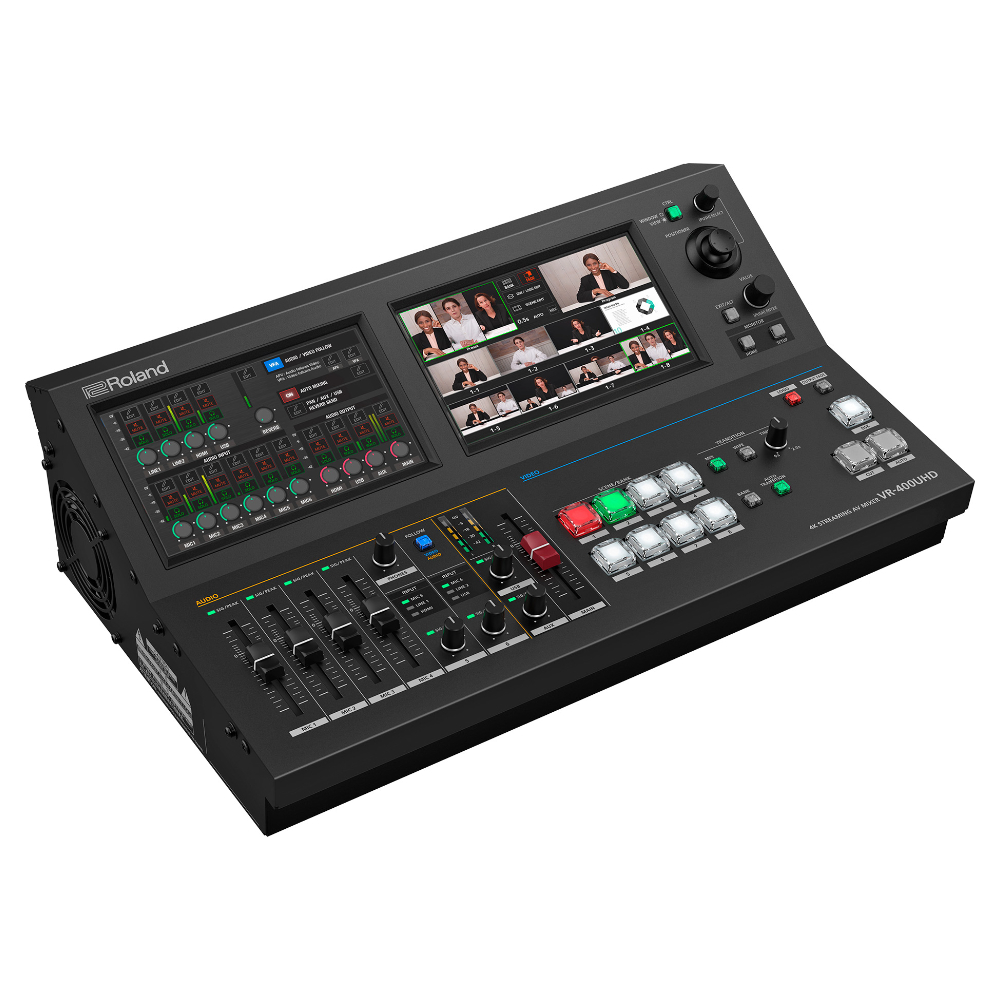ROLAND ローランド VR-400UHD 4K STREAMING AV MIXER ストリーミングミキサー ビデオミキサー 左斜めアングル画像