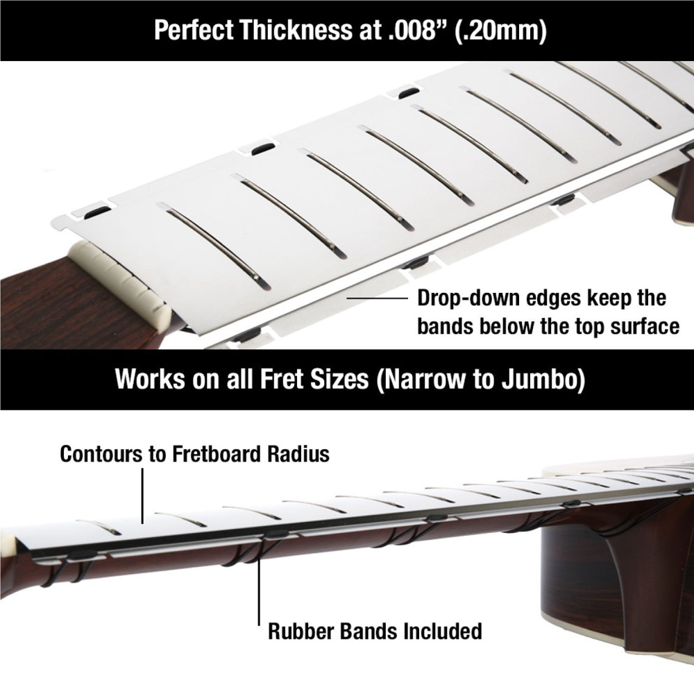 MUSIC NOMAD ミュージックノマド MN803 Fret Shield for M-25.34 Fret Scale フルカバー フレットガード 取付図1