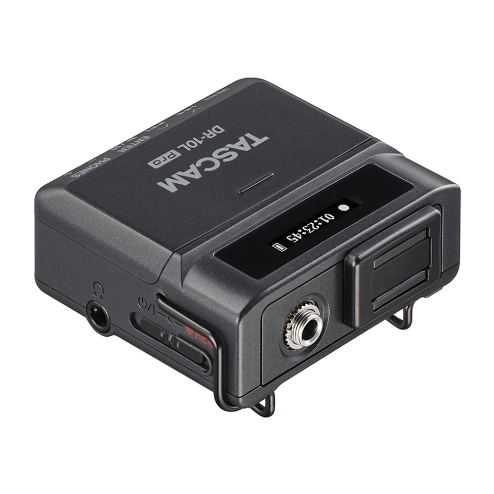 TASCAM タスカム DR-10L Pro 32ビットフロート録音対応ピンマイク フィールドレコーダー 正面スラント